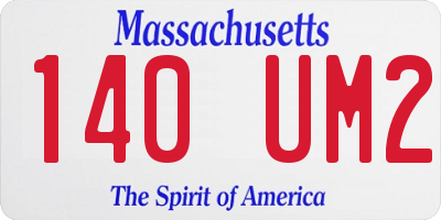 MA license plate 140UM2