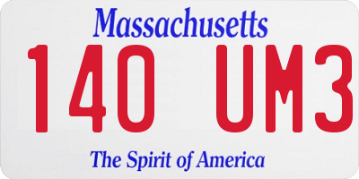 MA license plate 140UM3