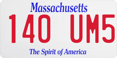 MA license plate 140UM5