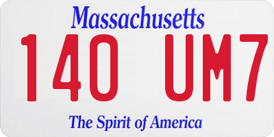 MA license plate 140UM7