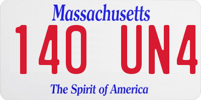 MA license plate 140UN4