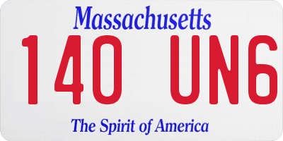 MA license plate 140UN6
