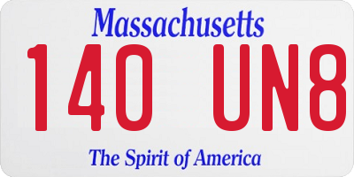 MA license plate 140UN8