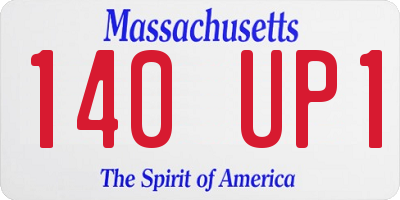 MA license plate 140UP1
