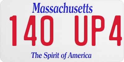 MA license plate 140UP4