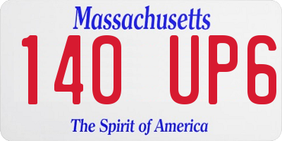 MA license plate 140UP6