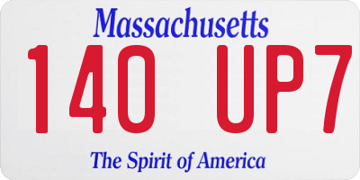 MA license plate 140UP7
