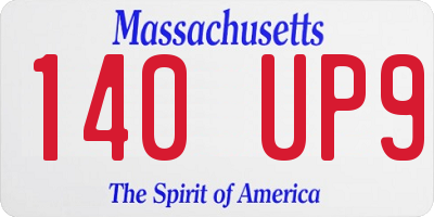 MA license plate 140UP9