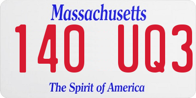 MA license plate 140UQ3