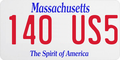 MA license plate 140US5