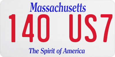 MA license plate 140US7