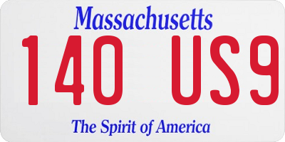 MA license plate 140US9