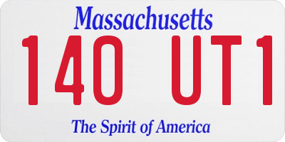 MA license plate 140UT1