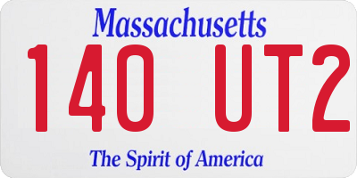 MA license plate 140UT2