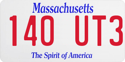 MA license plate 140UT3