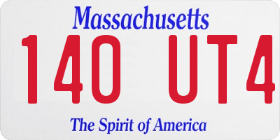 MA license plate 140UT4