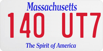 MA license plate 140UT7