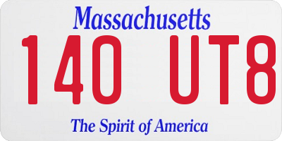 MA license plate 140UT8