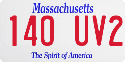 MA license plate 140UV2