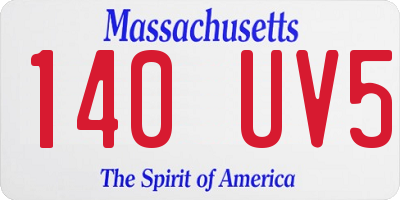 MA license plate 140UV5