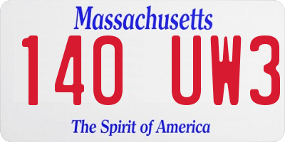 MA license plate 140UW3