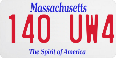 MA license plate 140UW4
