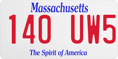 MA license plate 140UW5