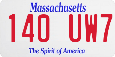 MA license plate 140UW7