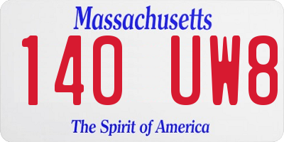 MA license plate 140UW8