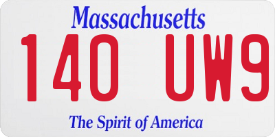 MA license plate 140UW9