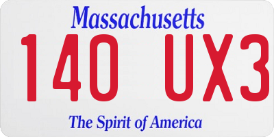 MA license plate 140UX3