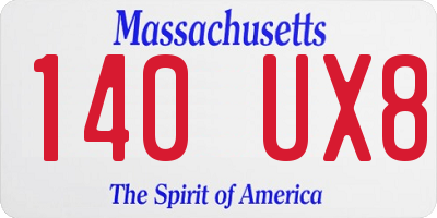 MA license plate 140UX8