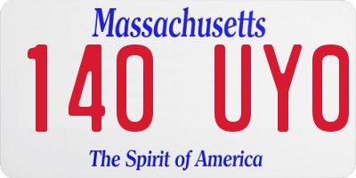 MA license plate 140UY0