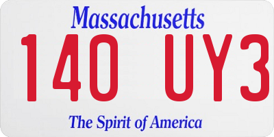 MA license plate 140UY3