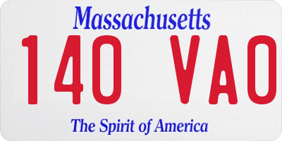 MA license plate 140VA0