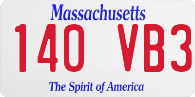 MA license plate 140VB3