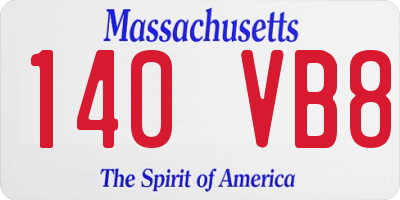 MA license plate 140VB8
