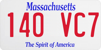 MA license plate 140VC7