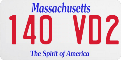 MA license plate 140VD2