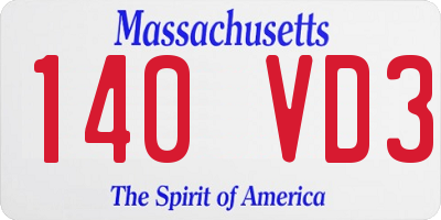 MA license plate 140VD3
