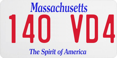 MA license plate 140VD4