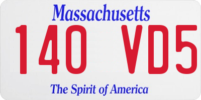 MA license plate 140VD5