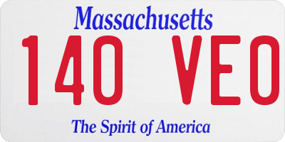 MA license plate 140VE0