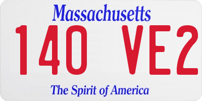 MA license plate 140VE2