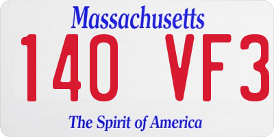 MA license plate 140VF3