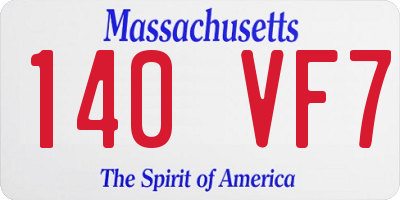 MA license plate 140VF7