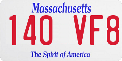MA license plate 140VF8