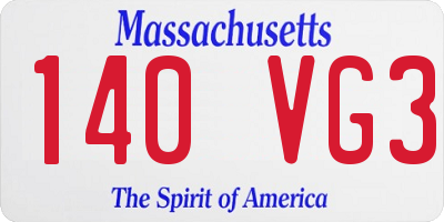MA license plate 140VG3