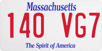 MA license plate 140VG7