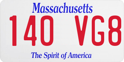 MA license plate 140VG8